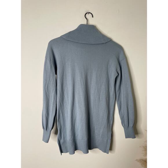 B1G2 FREE 🍁 Loft Blue Cowl Neck Tunic Sweater Small Rib Knit Casual Minimalist - Picture 10 of 11